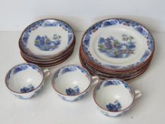 A small quantity of T & K tea ware in willow pattern type design (no swallows).