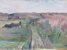 Lauritz Mikkelsen (Danish artist); oil on board impressionist countryside scene in gilded frame,