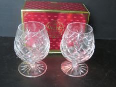 A pair of Webb crystal brandy glasses in presentation box.