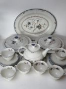 A Royal Doulton part dinner and tea service in Old Colony pattern inc meat plate, tea pot, six cups,