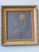 Oil on board of an elderly gentleman, framed, sight size 28 x 32cm, overall size 42 x 46cm.