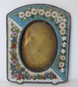 A 20thC micromosiac photograph frame, back a/f, glass deficient,
