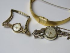 A ladies 9ct gold Limit cocktail watch together with two costume watches made by Accurist and