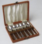 A set of six HM silver teaspoons in fitted box hallmarked for Sheffield 1955, 57.7g / 1.86ozt.