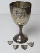 A HM silver trophy cup for Long Eaton National School Sports Boys Championship cup together with