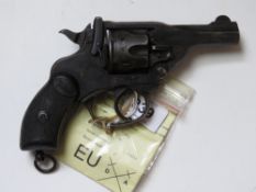 A deactivated Webley MK IV snub nosed revolver.