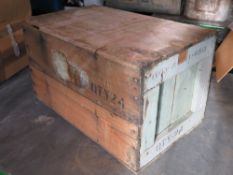 A box containing a quantity of WWII Bren .303 magazines in crate, with stencilling.