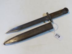 A No.5 jungle carbine bayonet with scabbard.