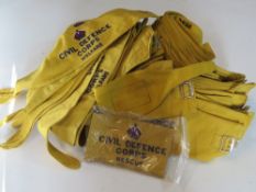 A large quantity of Civil Defence Corps rescue arm bands, British marked and dated in the 1950s.