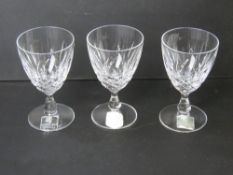 A set of three Edinburgh Crystal liqueur glasses, each standing approx 10cm high.