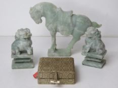 Three carved stone oriental figurines be