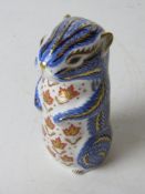A Royal Crown Derby figurine having gold stopper to base, standing approx 10cm high.