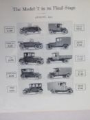 A framed set of Model T cigarette cards.