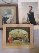 Three vintage prints including portrait