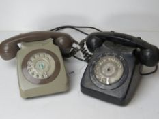 Two Rotary telephones, one being GPO in black 746L/AEG67/1.