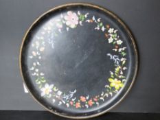 A Russian hand painted black lacquered s