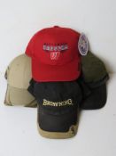 Four baseball caps inc Browning, Wigens,