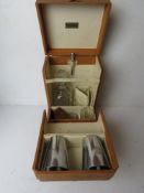 A rare Brexton leatherette covered car decanter set in original box,