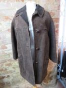 A vintage brown sheepskin coat, no appar