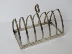 A HM silver Art Deco toast rack, Birmingham 1929 hallmark, 11.5cm in length, 86g / 2.77ozt.