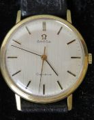 A vintage Omega manual wristwatch on replacement strap, in vintage J W Benson Ltd watch box.