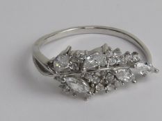 Two white stone silver rings, each stamped 925, size Q-S.