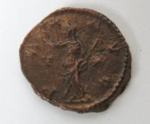 A copper Antoninanus of the Gallo-Roman Emporor Victorinus, minted in Cologne around AD 268.