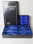 A set of six Richmond cut glass champagne flutes in original box,