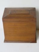 A mahogany box having green baize fitted compartment within, corner a/f, approx 23.5cm wide.