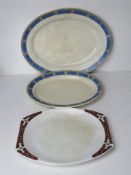 A c1970s Meakin serving tray together with a pair of graduated meat plates. Three items.