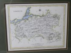 A hand coloured reproduction map of Limerick, Ireland, from Lewis' Topographical Dictionary,