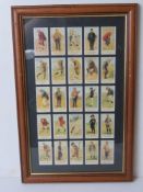 A framed montage of Cope's golfers cigarette cards, overall size 31 x 47cm.