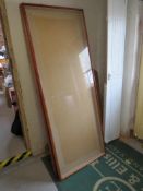 A pair of full length wall display units/glazed frames measuring approx 183 x 70 x 4.5cm.