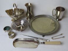 A silver plated crumb scoop having HM si