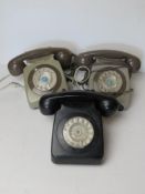 Three vintage telephones inc black Post