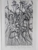 A pen sketch with dedication in pencil b