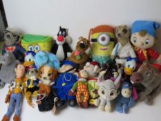 A large quantity of assorted cuddly toys inc Noddy's Toyland and Friends, Silvester the Cat,