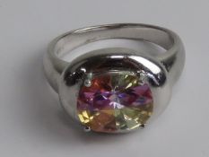 A mystic topaz ring, stamped 925, size T