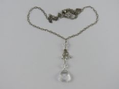 A silver and crystal necklace, stamped 9
