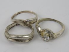 Three silver rings size Q-R, each stampe