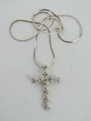 A silver and CZ crucifix, stamped 925 ap