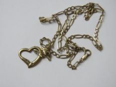 A 9ct gold curb link necklace having 'Mum' pendant upon, pendant no apparent hallmark,