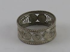 A Maltese silver filigree ring, band mea