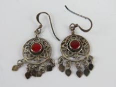 A pair of silver and red enamel Boho sty