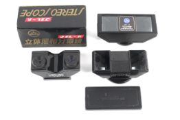 Two stereo lens adaptors and a stereo viewer