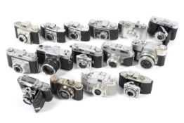 A collection of mostly 35mm cameras.