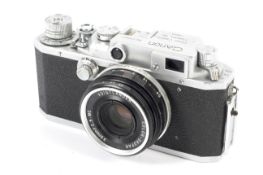 A Canon IIS2 35mm rangefinder camera.