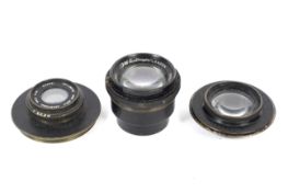 Three antique lenses. To include a Taylor-Hobson Cooke Anastigmat 5 inch f/3.