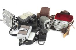 Five Super 8 and 8mm cine cameras.