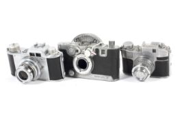 Three unusual rangefinder cameras.